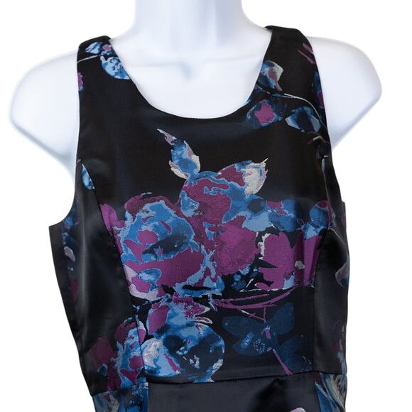 Tahari ASL Black Purple Floral Brocade A-line Evening Dress. Size 4 - Picture 4 of 6